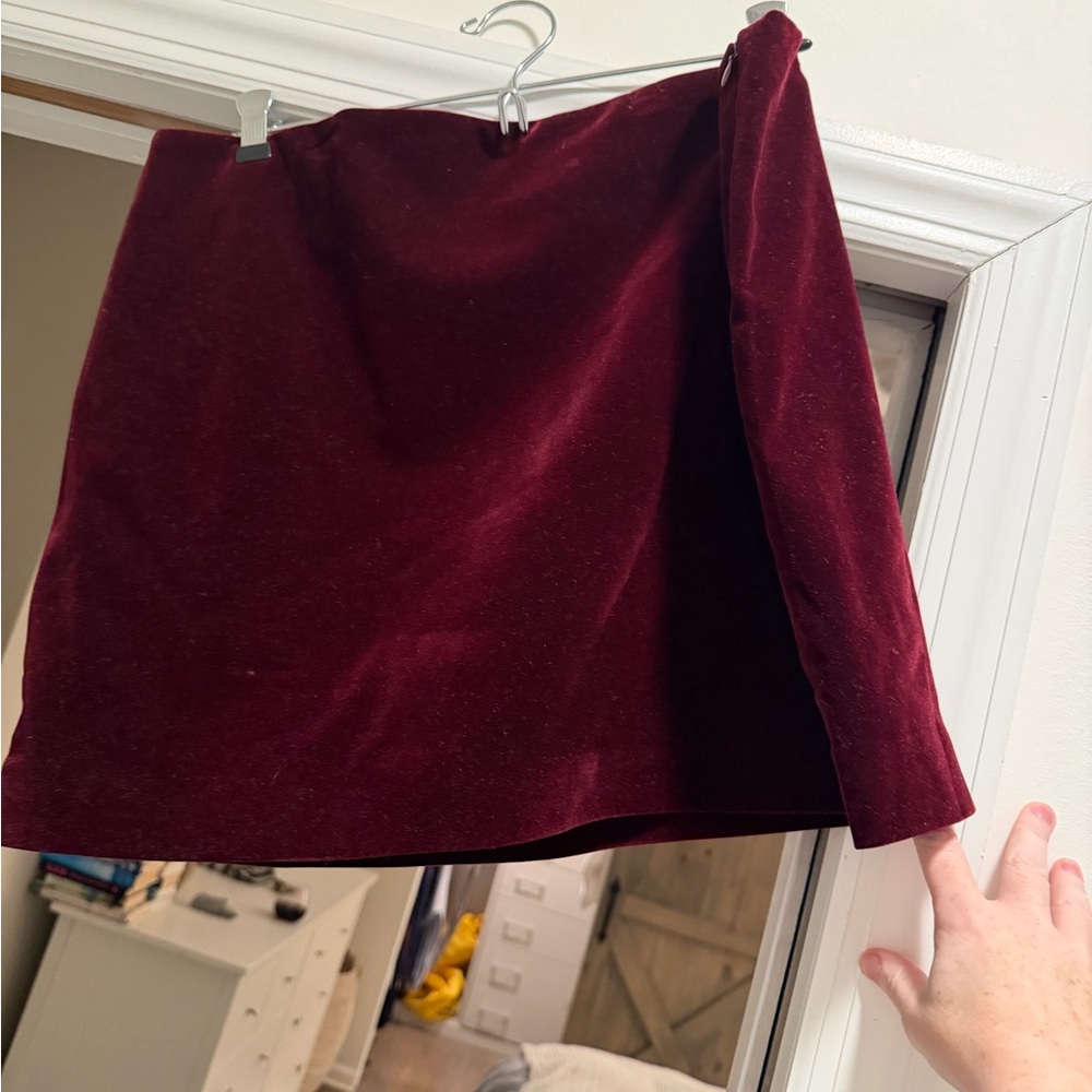 Tuckernuck Oxblood mini velvet skirt
